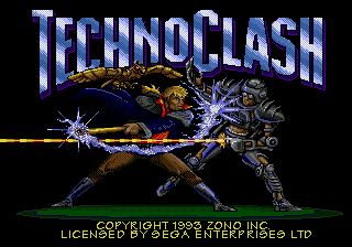 Technoclash title screen for Sega Mega Drive